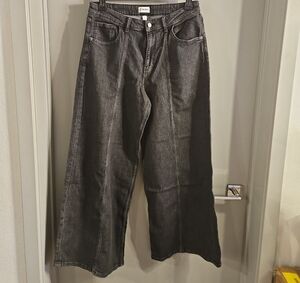 Wide Leg Black Denim Jeans